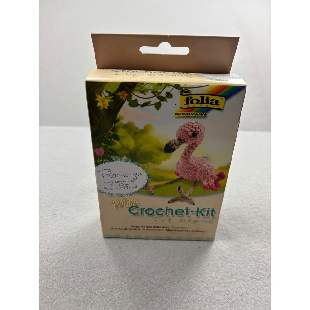 Folia Bringmann Mini Crochet Kit Flamingo DIY Amigurumi Starter Craft Set 23914 - Picture 5 of 5